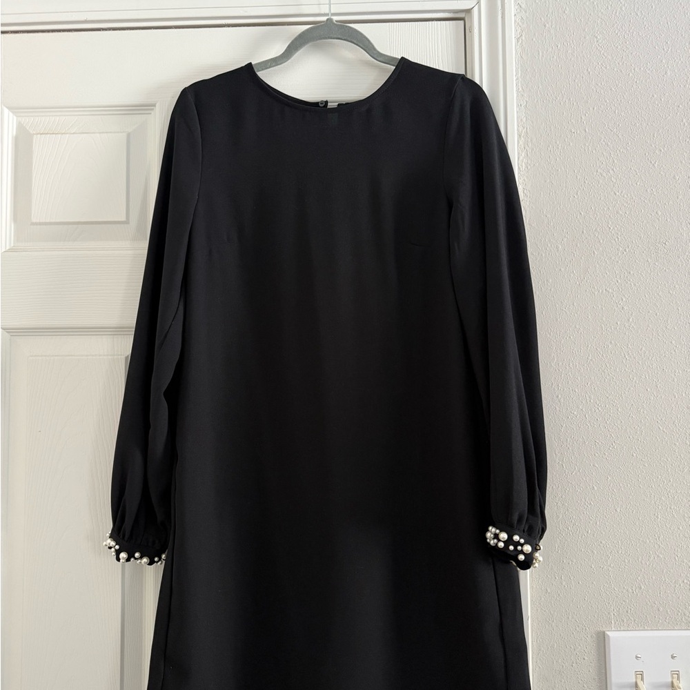 H&M Black Dress with Pearl Cuff Accents